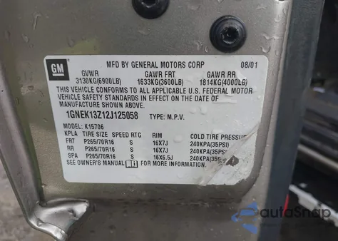 2002 Chevrolet Tahoe Lt from USA, damaged, VIN 1GNEK13Z12J125058